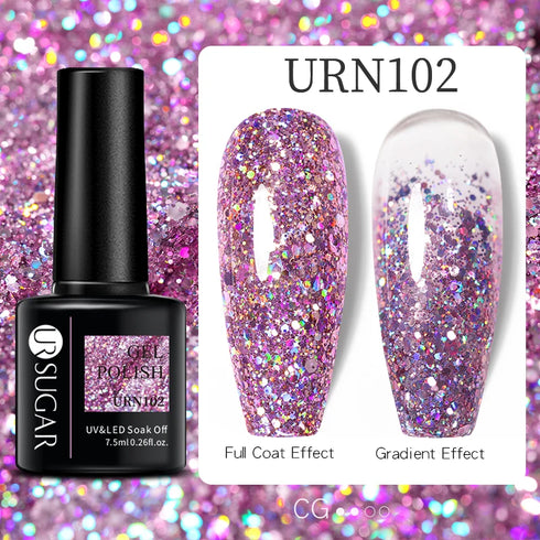 Nail Gel Polish - 7.5ml Semi-permanent Glitter Varnish for Winter Manicure, Eco-friendly and SGS Certified for Lasting Style