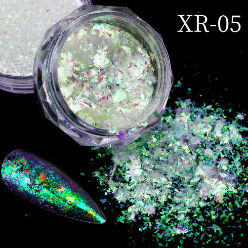 Sparkly Chameleon Nail Glitter Flakes - Irregular Gradient Sequins Powder for Gel Polish Nail Manicure Decoration and DIY Charms