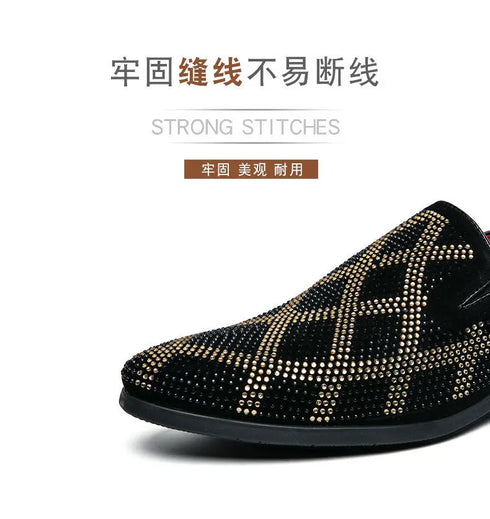 Elegant Italian Designer Moccasin Loafers for Men - Formal Suede Slip-On Party Shoes with Pointed Toe and Comfortable PU Insole