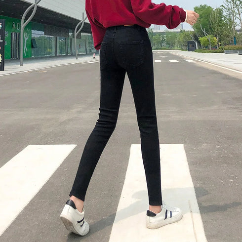 Women’s Classic Retro Skinny Jeans - High Waist Stretch Pencil Trousers for Casual Fall Outfits - Perfect for Homecoming and Everyday Wear