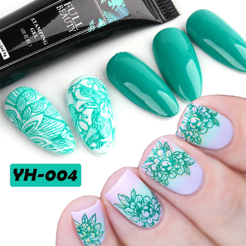 8ml Black Nail Stamping Gel Polish for Stunning Manicure Art with White Gold Transfer Gel, Perfect for UV Soak Off Varnish and Nail Art Stamping Plate Tools