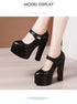 15cm Block High Heels Shoes Thick Platform Women Pumps
