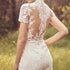 Chic Lace Applique Jumpsuit Wedding Dress with Illusion Back and Short Sleeves for Modern Brides