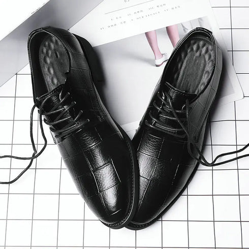 Elegant Handmade Italian Style Retro Leather Oxfords for Men - Perfect Formal Business and Party Footwear in Big Sizes