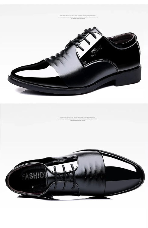 Stylish Men's Patent Leather Oxford Dress Shoes - Formal Pointed Toe Big Size 38-48 Perfect for Weddings and Special Occasions