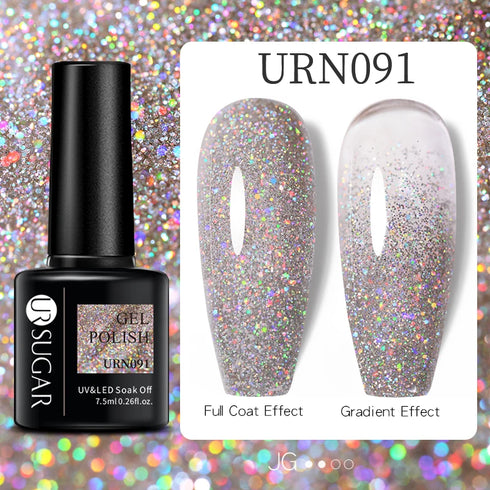 Nail Gel Polish - 7.5ml Semi-permanent Glitter Varnish for Winter Manicure, Eco-friendly and SGS Certified for Lasting Style