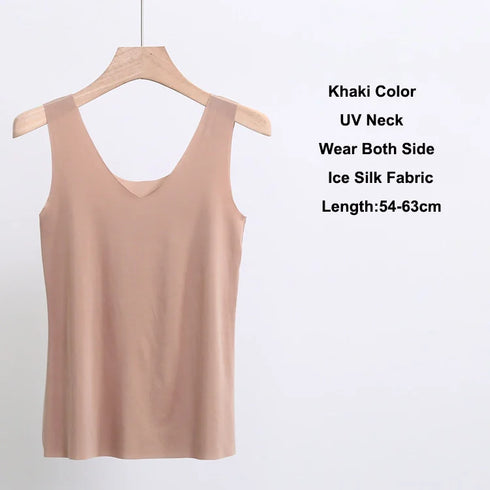 Plus Size 5XL Seamless Summer Camisole Tank Tops for Women - Comfortable Ice Silk Crop Tops in Solid Colors, Breathable Fashion Essentials