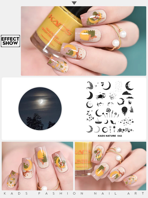 Nature-Inspired Nail Art Stamping Plate Set with Butterfly and Mountain Range Designs for DIY Manicure Enthusiasts