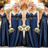 Bridesmaid Dress Satin Long A Line Spaghetti Straps V Neck Elegant Style For Wedding Dress