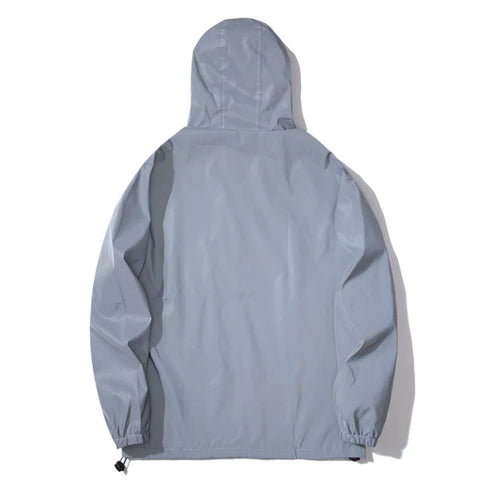 Reflective Windbreaker Jackets for Men - Waterproof Hooded Zipper Coats Perfect for Hip Hop Dancers and Casual Outfits