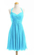 Bridesmaid Dress A Line Chiffon Knee Length Sweetheart Halter Zipper Back Dresses