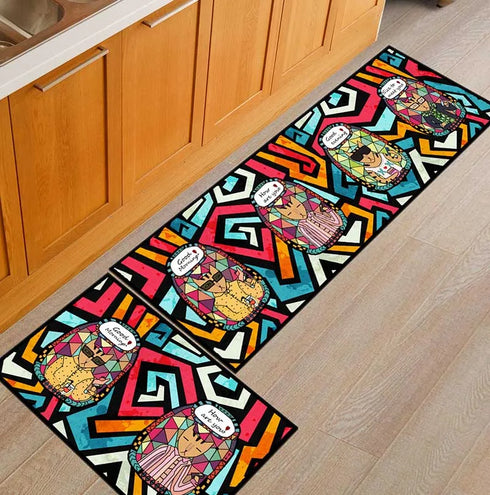 Anti-Slip Geometric Kitchen Mat Area Rugs for Living Room Bathroom and Hallway