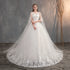 Enchanting Lace Princess Wedding Gown with Long Train and Embroidery