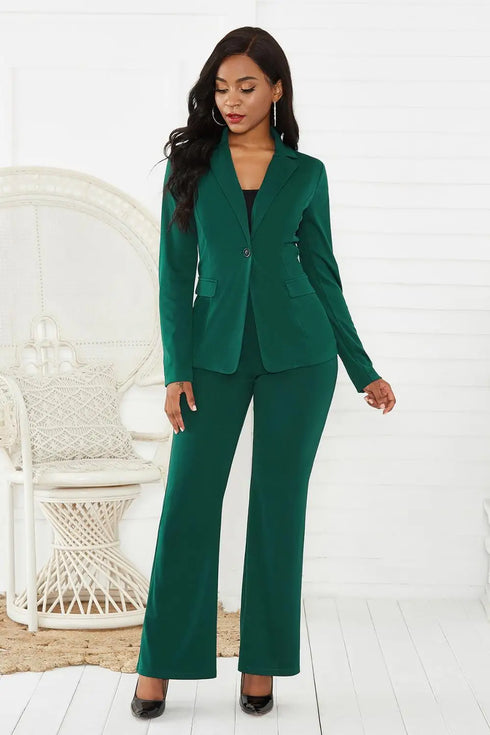 Elegant Women's Office Suit Set - Two-Piece Long Sleeve Pants Suit for Professional Winter Style, Perfect for Ages 18-35