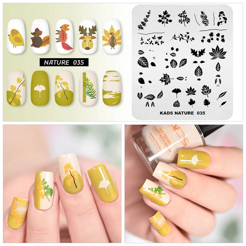 Nature-Inspired Nail Art Stamping Plate Set with Butterfly and Mountain Range Designs for DIY Manicure Enthusiasts