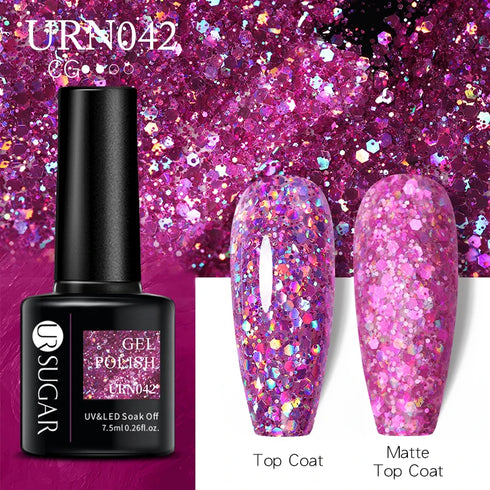 Nail Gel Polish - 7.5ml Semi-permanent Glitter Varnish for Winter Manicure, Eco-friendly and SGS Certified for Lasting Style