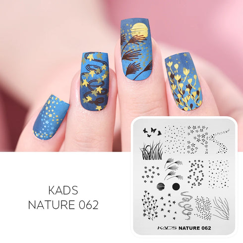 Nature-Inspired Nail Art Stamping Plate Set with Butterfly and Mountain Range Designs for DIY Manicure Enthusiasts