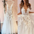 Sexy A-Line Backless Wedding Dress Customized Lace Applique Tulle Gowns