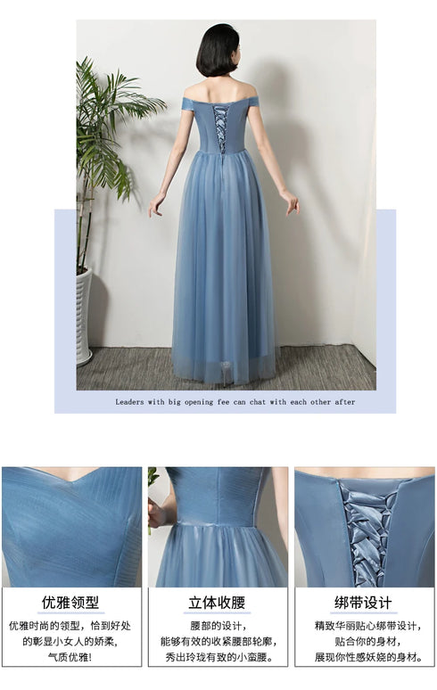 Bridesmaid Dress Elegant Ankle Length Tulle Ball Gown With Pleat Sash Built In Bra Prom Bridal Gown