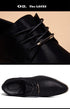 Stylish Men's Leather Dress Shoes - Breathable Pointed Toe Formal Footwear for Office, Weddings, and Casual Occasions - Comfortable and Elegant Black Flats for Every Season