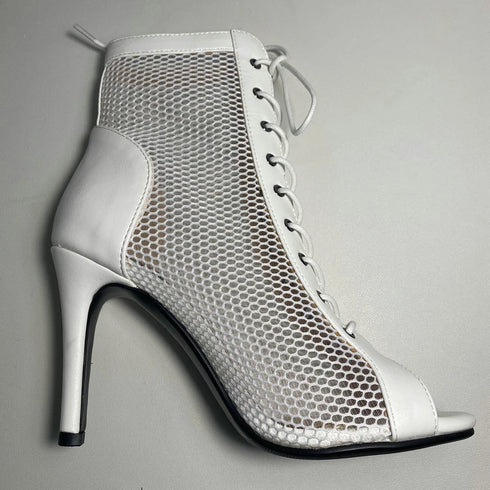 Sexy High Heels Hollow Mesh Sandals for Summer Fashion Comfort Peep Toe Stilettos Jazz Dance Female Shoes Plus Size