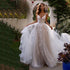 Long Boho A-Line Backless Wedding Dress with 3D Flowers