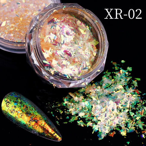 Sparkly Chameleon Nail Glitter Flakes - Irregular Gradient Sequins Powder for Gel Polish Nail Manicure Decoration and DIY Charms