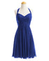 Bridesmaid Dress A Line Chiffon Knee Length Sweetheart Halter Zipper Back Dresses