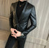 Stylish Slim Fit PU Leather Blazer Jackets for Men - Casual Business Suit Coats in 4XL Size for Autumn and Winter Wear