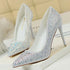 Rhinestone Stiletto Wedding Pumps for Women - Crystal Embellished Pointed Toe Heeled Shoes