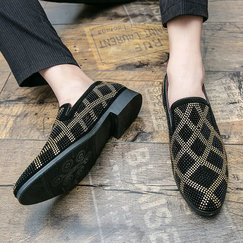 Elegant Italian Designer Moccasin Loafers for Men - Formal Suede Slip-On Party Shoes with Pointed Toe and Comfortable PU Insole