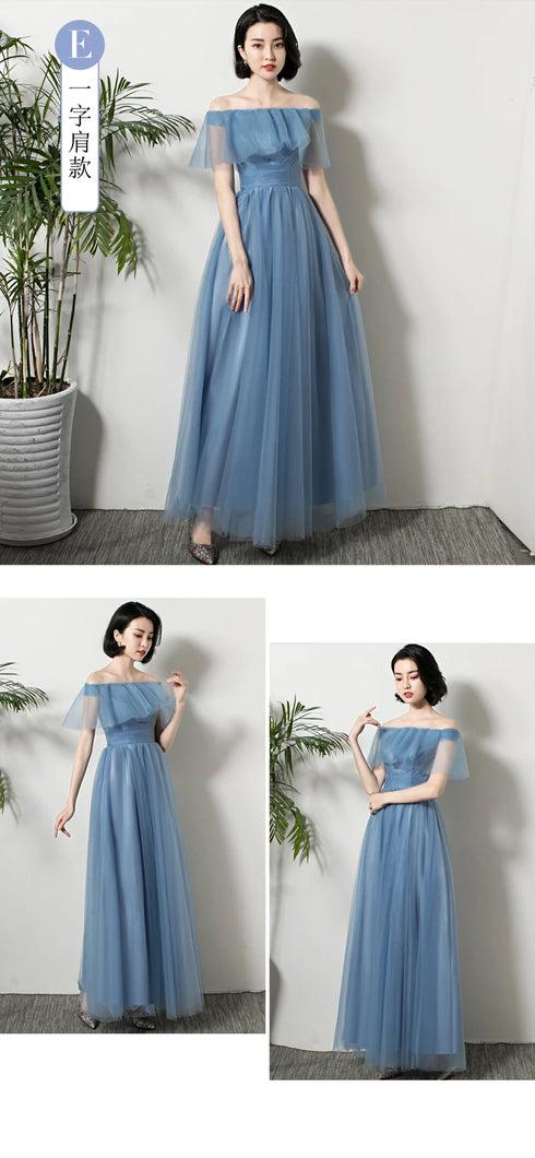 Bridesmaid Dress Elegant Ankle Length Tulle Ball Gown With Pleat Sash Built In Bra Prom Bridal Gown