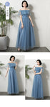Bridesmaid Dress Elegant Ankle Length Tulle Ball Gown With Pleat Sash Built In Bra Prom Bridal Gown