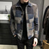 Men's Casual Lapel Hoodless Jacket - Slim Fit Plaid Woolen Coat for Autumn and Winter Fashion