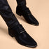 Stylish Men's Leather Dress Shoes - Breathable Pointed Toe Formal Footwear for Office, Weddings, and Casual Occasions - Comfortable and Elegant Black Flats for Every Season