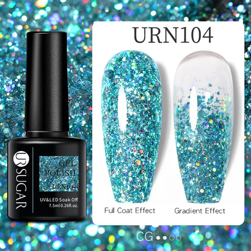 Nail Gel Polish - 7.5ml Semi-permanent Glitter Varnish for Winter Manicure, Eco-friendly and SGS Certified for Lasting Style