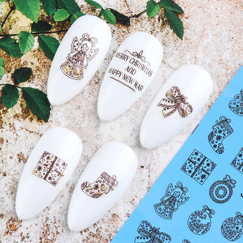 Winter Wonderland Nail Art Stickers with Snowflakes, Cute Santa, Snowman, and Winter Birds for Festive Manicure Decoration - 4pcs Set of Water Transfer Sliders and Temporary Tattoos