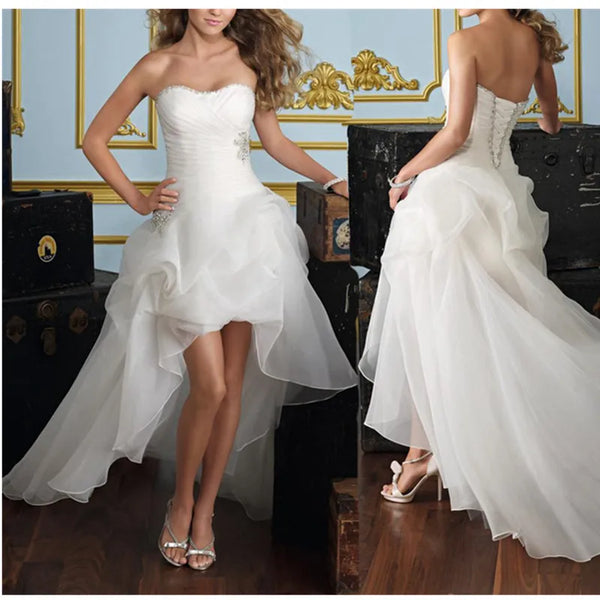 Spring And Summer Women's Wedding Dresses Sweetheart Hi-low Gown
