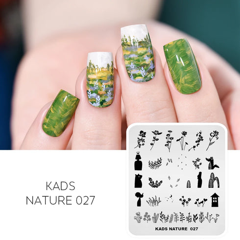 Nature-Inspired Nail Art Stamping Plate Set with Butterfly and Mountain Range Designs for DIY Manicure Enthusiasts