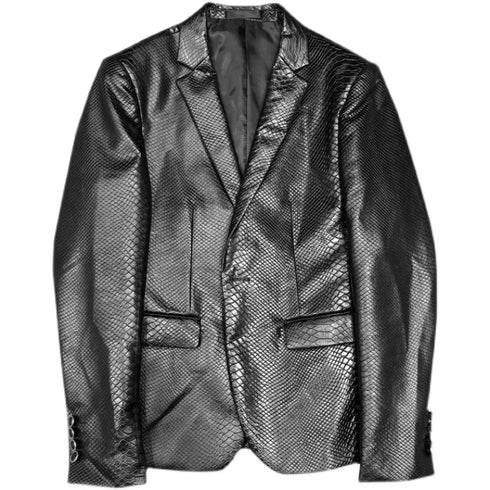 Stylish Slim Fit PU Leather Blazer Jackets for Men - Casual Business Suit Coats in 4XL Size for Autumn and Winter Wear