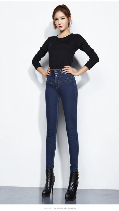 Winter Skinny Stretch Velvet Jeans Pants for Women
