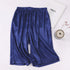 Men Elastic Waist Silk Satin Pajamas Shorts Nightwear Bottoms
