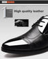 Elegant Breathable Leather Oxfords for Men - Stylish Formal Dress Shoes Perfect for Office, Parties, and Weddings with Comfortable Rubber Outsole and Lace-up Closure