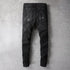 Men's Slim Fit Patchwork Stretch Denim Jeans - Ripped Streetwear Pencil Pants