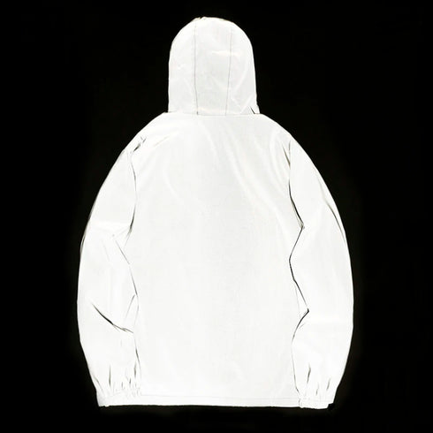 Reflective Windbreaker Jackets for Men - Waterproof Hooded Zipper Coats Perfect for Hip Hop Dancers and Casual Outfits