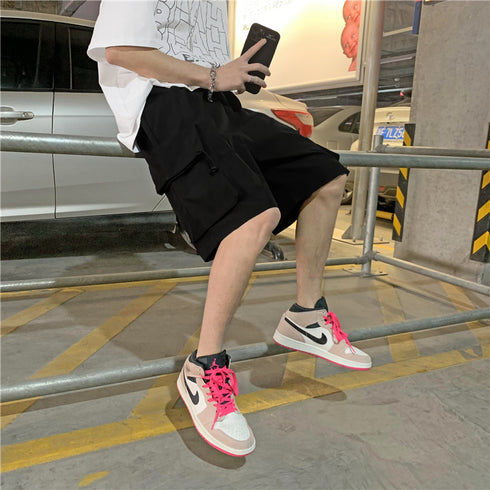Men Casual Shorts Solid Leisure Summer Oversize Multi-pockets Cargo Trousers Streetwear