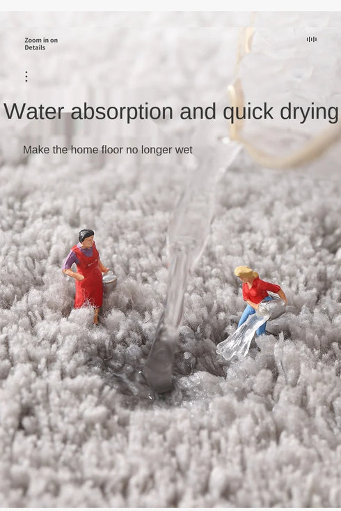 Super Thick Fluff Fiber Bath Mat Comfortable Soft Non-Slip Absorbent Rug Shower Room Doormat