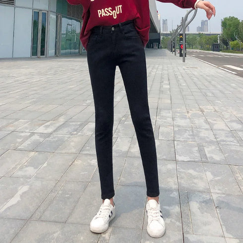 Women’s Classic Retro Skinny Jeans - High Waist Stretch Pencil Trousers for Casual Fall Outfits - Perfect for Homecoming and Everyday Wear