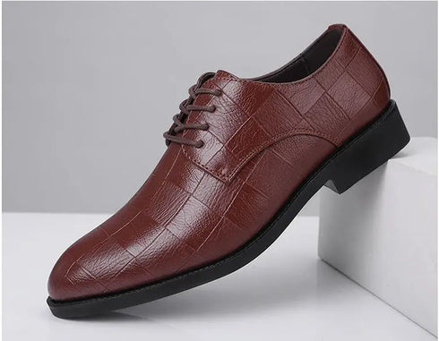 Elegant Handmade Italian Style Retro Leather Oxfords for Men - Perfect Formal Business and Party Footwear in Big Sizes