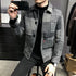 Men's Casual Lapel Hoodless Jacket - Slim Fit Plaid Woolen Coat for Autumn and Winter Fashion